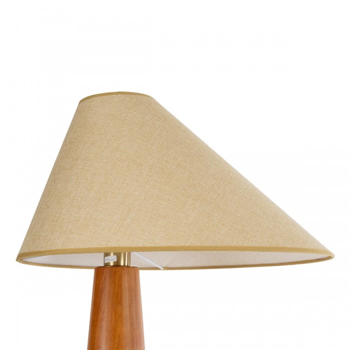 GloboStar® KAUAI 02230 Μοντέρνο Επιδαπέδιο Φωτιστικό Μονόφωτο 1 x E27 AC220-240V IP20 - Μ55 x Π42 x Υ145cm - Μπεζ Ξύλινο Καμπάνα