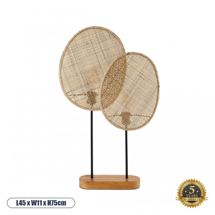 GloboStar® AZUL 02231 Boho Επιτραπέζιο Φωτιστικό Πορτατίφ Διφωτο 2 x E27 IP20 Μπεζ & Καφέ Ξύλο με Μαύρο Μέταλλο - Μ45 x Π11 x Υ75cm GloboStar® AZUL 02231 Boho Επιτραπέζιο Φωτιστικό Πορτατίφ Διφωτο 2 x E27 IP20 Μπεζ & Καφέ Ξύλο με Μαύρο Μέταλλο - Μ45 x Π11 x Υ75cm