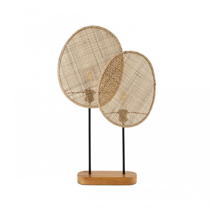 GloboStar® AZUL 02231 Boho Επιτραπέζιο Φωτιστικό Πορτατίφ Διφωτο 2 x E27 IP20 Μπεζ & Καφέ Ξύλο με Μαύρο Μέταλλο - Μ45 x Π11 x Υ75cm GloboStar® AZUL 02231 Boho Επιτραπέζιο Φωτιστικό Πορτατίφ Διφωτο 2 x E27 IP20 Μπεζ & Καφέ Ξύλο με Μαύρο Μέταλλο - Μ45 x Π11 x Υ75cm