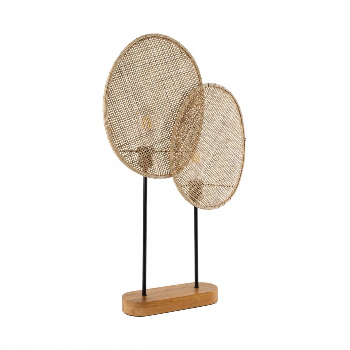 GloboStar® AZUL 02231 Boho Επιτραπέζιο Φωτιστικό Πορτατίφ Διφωτο 2 x E27 IP20 Μπεζ & Καφέ Ξύλο με Μαύρο Μέταλλο - Μ45 x Π11 x Υ75cm GloboStar® AZUL 02231 Boho Επιτραπέζιο Φωτιστικό Πορτατίφ Διφωτο 2 x E27 IP20 Μπεζ & Καφέ Ξύλο με Μαύρο Μέταλλο - Μ45 x Π11 x Υ75cm