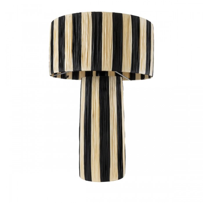 GLOBOSTAR® NASSAU 02234 Boho Επιτραπέζιο Φωτιστικό Πορτατίφ με Ντουί 1 x E27 AC 220-240V IP20 - Μπεζ & Μαύρο - Μ37 x Π37 x Υ55cm