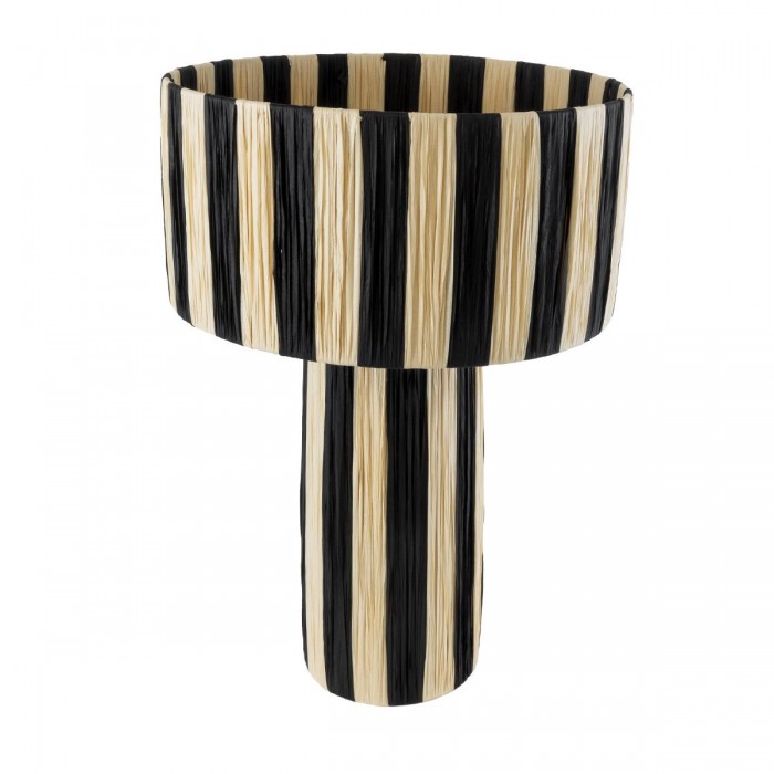 GLOBOSTAR® NASSAU 02234 Boho Επιτραπέζιο Φωτιστικό Πορτατίφ με Ντουί 1 x E27 AC 220-240V IP20 - Μπεζ & Μαύρο - Μ37 x Π37 x Υ55cm