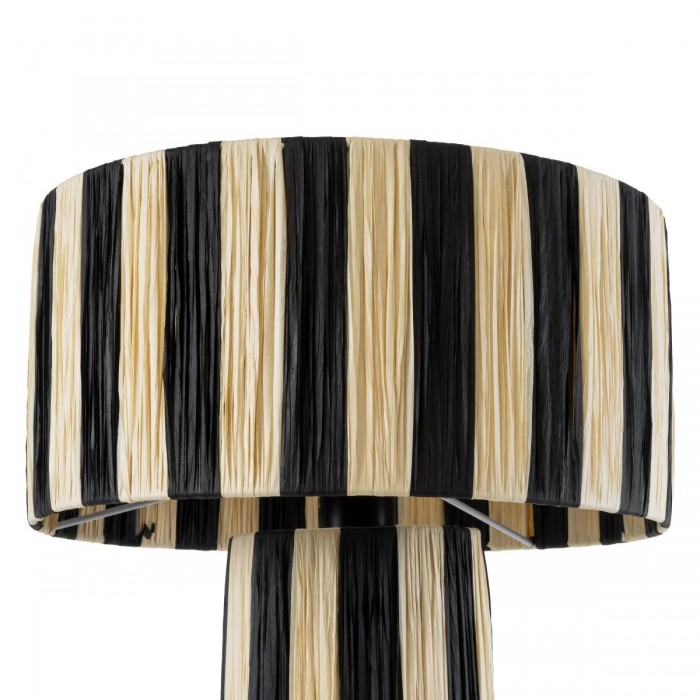 GLOBOSTAR® NASSAU 02234 Boho Επιτραπέζιο Φωτιστικό Πορτατίφ με Ντουί 1 x E27 AC 220-240V IP20 - Μπεζ & Μαύρο - Μ37 x Π37 x Υ55cm