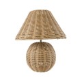 GloboStar® PERU 02239 Boho Επιτραπέζιο Φωτιστικό Μονόφωτο 1 x E27 AC220-240V IP20 - Φ40 x Υ45cm - Μπεζ Ξύλινο Καμπάνα - 5 Χρόνια Εγγύηση