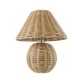 GloboStar® PERU 02239 Boho Επιτραπέζιο Φωτιστικό Μονόφωτο 1 x E27 AC220-240V IP20 - Φ40 x Υ45cm - Μπεζ Ξύλινο Καμπάνα - 5 Χρόνια Εγγύηση