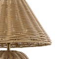 GloboStar® PERU 02239 Boho Επιτραπέζιο Φωτιστικό Μονόφωτο 1 x E27 AC220-240V IP20 - Φ40 x Υ45cm - Μπεζ Ξύλινο Καμπάνα - 5 Χρόνια Εγγύηση