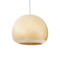 GloboStar® KAILANI 02242 Boho Κρεμαστό Φωτιστικό Οροφής Μονόφωτο 1 x E27 AC220-240V IP20 - Φ40 x Υ30cm - Μπεζ Λεπτό Φύλλο Ξύλου Καμπάνα
