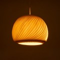 GloboStar® KAILANI 02242 Boho Κρεμαστό Φωτιστικό Οροφής Μονόφωτο 1 x E27 AC220-240V IP20 - Φ40 x Υ30cm - Μπεζ Λεπτό Φύλλο Ξύλου Καμπάνα