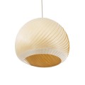 GloboStar® KAILANI 02242 Boho Κρεμαστό Φωτιστικό Οροφής Μονόφωτο 1 x E27 AC220-240V IP20 - Φ40 x Υ30cm - Μπεζ Λεπτό Φύλλο Ξύλου Καμπάνα