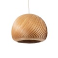 GloboStar® KAILANI 02243 Boho Κρεμαστό Φωτιστικό Οροφής Μονόφωτο 1 x E27 AC220-240V IP20 - Φ40 x Υ30cm - Καφέ Λεπτό Φύλλο Ξύλου Καμπάνα