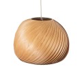 GloboStar® KAILANI 02243 Boho Κρεμαστό Φωτιστικό Οροφής Μονόφωτο 1 x E27 AC220-240V IP20 - Φ40 x Υ30cm - Καφέ Λεπτό Φύλλο Ξύλου Καμπάνα