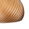 GloboStar® KAILANI 02243 Boho Κρεμαστό Φωτιστικό Οροφής Μονόφωτο 1 x E27 AC220-240V IP20 - Φ40 x Υ30cm - Καφέ Λεπτό Φύλλο Ξύλου Καμπάνα