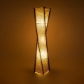 GloboStar® PALMA 02273 Boho Επιδαπέδιο Φωτιστικό Δίφωτο 2 x E27 IP20 Καφέ Ξύλο με Μπεζ Ύφασμα - Μ34 x Π34 x Υ130cm