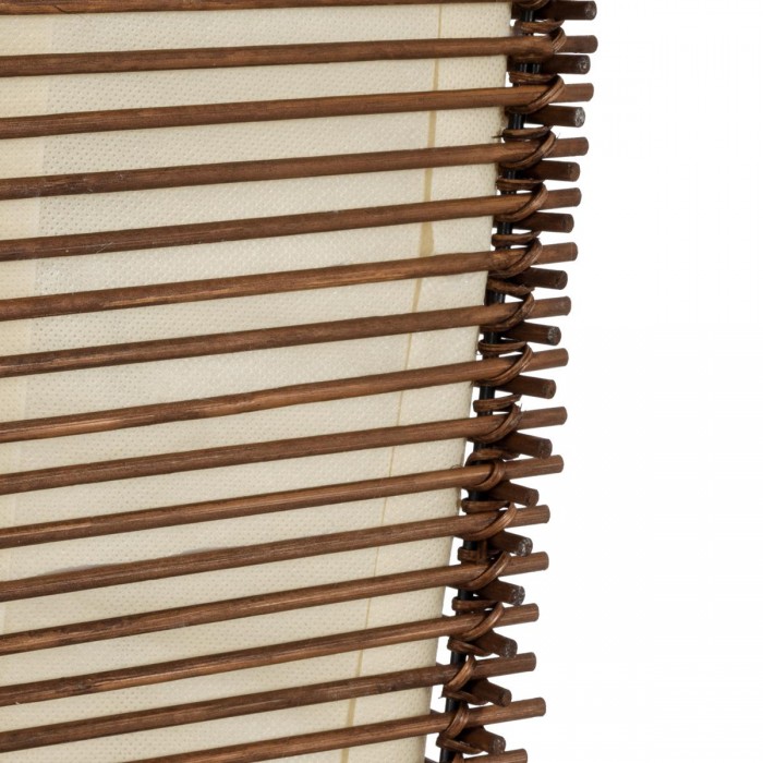 GloboStar® PALMA 02273 Boho Επιδαπέδιο Φωτιστικό Δίφωτο 2 x E27 IP20 Καφέ Ξύλο με Μπεζ Ύφασμα - Μ34 x Π34 x Υ130cm