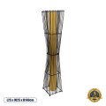 GloboStar® PALMA 02274 Boho Επιδαπέδιο Φωτιστικό Δίφωτο 2 x E27 IP20 Μαύρο Ξύλο με Μπεζ Ύφασμα - Μ25 x Π25 x Υ140cm
