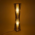 GloboStar® PALMA 02274 Boho Επιδαπέδιο Φωτιστικό Δίφωτο 2 x E27 IP20 Μαύρο Ξύλο με Μπεζ Ύφασμα - Μ25 x Π25 x Υ140cm