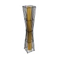 GloboStar® PALMA 02274 Boho Επιδαπέδιο Φωτιστικό Δίφωτο 2 x E27 IP20 Μαύρο Ξύλο με Μπεζ Ύφασμα - Μ25 x Π25 x Υ140cm