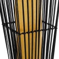 GloboStar® PALMA 02274 Boho Επιδαπέδιο Φωτιστικό Δίφωτο 2 x E27 IP20 Μαύρο Ξύλο με Μπεζ Ύφασμα - Μ25 x Π25 x Υ140cm