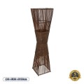 GloboStar® PALMA 02275 Boho Επιδαπέδιο Φωτιστικό Δίφωτο 2 x E27 AC220-240V IP20 - Μ30 x Π30 x Υ130cm - Καφέ Ξύλινο Μπαμπού Πλέγμα