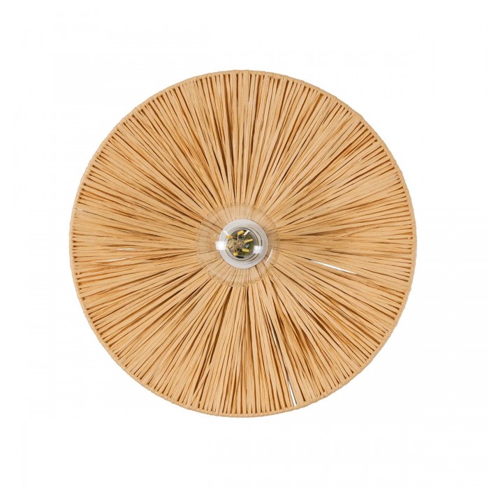 GloboStar® COLOMBO 02277 Boho Επιτοίχιο Φωτιστικό Απλίκα Μονόφωτο 1 x E27 IP20 Μπεζ Ράφια - Μ40 x Π40 x Υ9cm