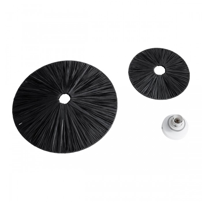 GloboStar® COLOMBO 02280 Boho Φωτιστικό Τοίχου - Απλίκα Μονόφωτο 1 x E27 AC 220-240V IP20 - Φ40 x Υ4.5cm - Μαύρη Φυσική Ράφια Άχυρο Πλέγμα