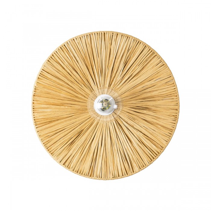 GloboStar® COLOMBO 02283 Boho Επιτοίχιο Φωτιστικό Απλίκα Μονόφωτο 1 x E27 IP20 Μπεζ Ράφια - Μ40 x Π40 x Υ9cm