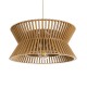 GloboStar® BIMINI 02287 Boho Κρεμαστό Φωτιστικό Οροφής Μονόφωτο 1 x E27 AC220-240V IP20 - Φ45 x Υ20cm - Καφέ Ξύλινο Πλέγμα Καμπάνα