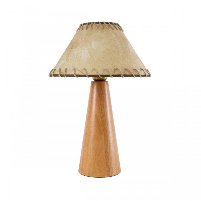 GloboStar® MASPALOMAS 02291 Boho Επιτραπέζιο Φωτιστικό Μονόφωτο 1 x E27 AC220-240V IP20 - Φ30 x Υ45cm - Μπεζ Ξύλινο Καμπάνα