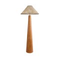 GloboStar® MASPALOMAS 02292 Boho Επιδαπέδιο Φωτιστικό Μονόφωτο 1 x E27 AC220-240V IP20 - Φ55 x Υ145cm - Μπεζ Ξύλινο Καμπάνα
