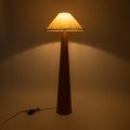 GloboStar® MASPALOMAS 02292 Boho Επιδαπέδιο Φωτιστικό Μονόφωτο 1 x E27 AC220-240V IP20 - Φ55 x Υ145cm - Μπεζ Ξύλινο Καμπάνα