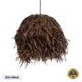 GloboStar® GUADELOUPE 02293 Boho Κρεμαστό Φωτιστικό Πλέγμα Μονόφωτο 1 x E27 IP20 Καφέ Ράφια - Μ50 x Π50 x Υ40cm