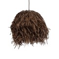 GloboStar® GUADELOUPE 02293 Boho Κρεμαστό Φωτιστικό Πλέγμα Μονόφωτο 1 x E27 IP20 Καφέ Ράφια - Μ50 x Π50 x Υ40cm