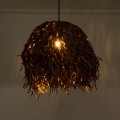 GloboStar® GUADELOUPE 02293 Boho Κρεμαστό Φωτιστικό Πλέγμα Μονόφωτο 1 x E27 IP20 Καφέ Ράφια - Μ50 x Π50 x Υ40cm