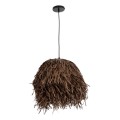 GloboStar® GUADELOUPE 02293 Boho Κρεμαστό Φωτιστικό Πλέγμα Μονόφωτο 1 x E27 IP20 Καφέ Ράφια - Μ50 x Π50 x Υ40cm
