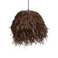 GloboStar® GUADELOUPE 02293 Boho Κρεμαστό Φωτιστικό Πλέγμα Μονόφωτο 1 x E27 IP20 Καφέ Ράφια - Μ50 x Π50 x Υ40cm