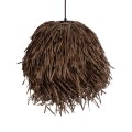 GloboStar® GUADELOUPE 02293 Boho Κρεμαστό Φωτιστικό Πλέγμα Μονόφωτο 1 x E27 IP20 Καφέ Ράφια - Μ50 x Π50 x Υ40cm