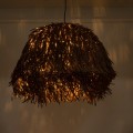 GloboStar® GUADELOUPE 02294 Boho Κρεμαστό Φωτιστικό Πλέγμα Μονόφωτο 1 x E27 IP20 Καφέ Ράφια - Μ80 x Π80 x Υ60cm