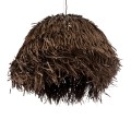 GloboStar® GUADELOUPE 02294 Boho Κρεμαστό Φωτιστικό Πλέγμα Μονόφωτο 1 x E27 IP20 Καφέ Ράφια - Μ80 x Π80 x Υ60cm