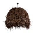 GloboStar® GUADELOUPE 02295 Boho Κρεμαστό Φωτιστικό Καμπάνα Μονόφωτο 1 x E27 IP20 Καφέ Ράφια - Μ120 x Π120 x Υ100cm