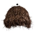 GloboStar® GUADELOUPE 02295 Boho Κρεμαστό Φωτιστικό Καμπάνα Μονόφωτο 1 x E27 IP20 Καφέ Ράφια - Μ120 x Π120 x Υ100cm