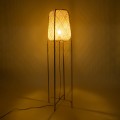 GloboStar® MEILANI 02301 Boho Επιδαπέδιο Φωτιστικό Μονόφωτο 1 x E27 IP20 Χρυσό Μέταλλο με Μπεζ Ξύλο - Μ40 x Π40 x Υ150cm