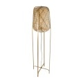 GloboStar® MEILANI 02301 Boho Επιδαπέδιο Φωτιστικό Μονόφωτο 1 x E27 IP20 Χρυσό Μέταλλο με Μπεζ Ξύλο - Μ40 x Π40 x Υ150cm