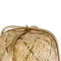 GloboStar® MEILANI 02301 Boho Επιδαπέδιο Φωτιστικό Μονόφωτο 1 x E27 IP20 Χρυσό Μέταλλο με Μπεζ Ξύλο - Μ40 x Π40 x Υ150cm