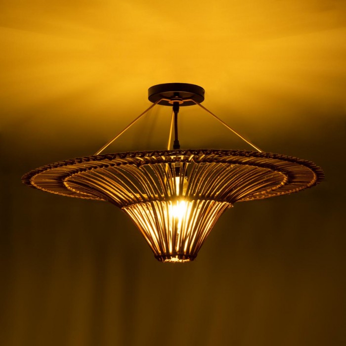 GloboStar® PALERMO 02308 Boho Φωτιστικό Οροφής Μονόφωτο 1 x E27 AC220-240V IP20 - Φ60 x Υ36cm - Μπεζ Καφέ Ξύλινο Μπαμπού Πλέγμα GloboStar® PALERMO 02308 Boho Φωτιστικό Οροφής Μονόφωτο 1 x E27 AC220-240V IP20 - Φ60 x Υ36cm - Μπεζ Καφέ Ξύλινο Μπαμπού Πλέγμα