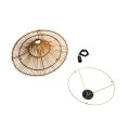 GloboStar® PALERMO 02308 Boho Φωτιστικό Οροφής Μονόφωτο 1 x E27 AC220-240V IP20 - Φ60 x Υ36cm - Μπεζ Καφέ Ξύλινο Μπαμπού Πλέγμα