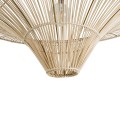 GloboStar® PALERMO 02309 Boho Φωτιστικό Οροφής Μονόφωτο 1 x E27 AC220-240V IP20 - Φ150 x Υ78cm - Μπεζ Ξύλινο Μπαμπού Πλέγμα