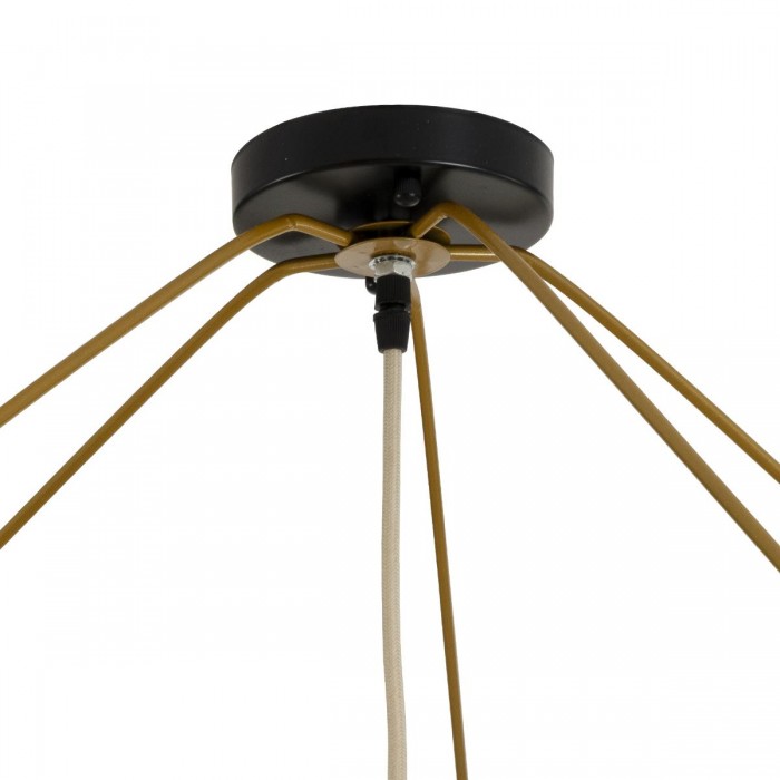 GloboStar® PALERMO 02309 Boho Φωτιστικό Οροφής Μονόφωτο 1 x E27 AC220-240V IP20 - Φ150 x Υ78cm - Μπεζ Ξύλινο Μπαμπού Πλέγμα