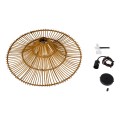 GloboStar® PALERMO 02310 Boho Κρεμαστό Φωτιστικό Οροφής Μονόφωτο 1 x E27 AC220-240V IP20 - Φ60 x Υ18cm - Μπεζ Καφέ Ξύλινο Μπαμπού Πλέγμα