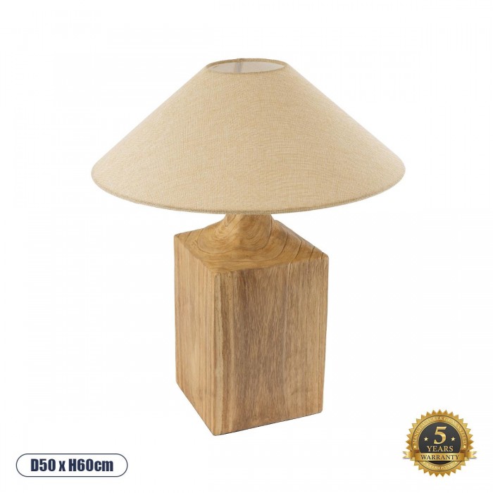 GloboStar® LAFRONTERA 02313 Boho Επιτραπέζιο Φωτιστικό Μονόφωτο 1 x E27 AC220-240V IP20 - Φ50 x Υ60cm - Μπεζ Ξύλινο Καμπάνα GloboStar® LAFRONTERA 02313 Boho Επιτραπέζιο Φωτιστικό Μονόφωτο 1 x E27 AC220-240V IP20 - Φ50 x Υ60cm - Μπεζ Ξύλινο Καμπάνα