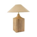 GloboStar® LAFRONTERA 02313 Boho Επιτραπέζιο Φωτιστικό Μονόφωτο 1 x E27 AC220-240V IP20 - Φ50 x Υ60cm - Μπεζ Ξύλινο Καμπάνα
